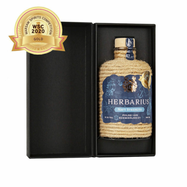 Alternative view of Gin Destylowany Herbarius Navy Strength 500 ml w pudełku